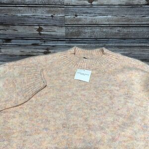 American Eagle Mock Neck Sweater Pink Multi Pastel Knit Medium NWT